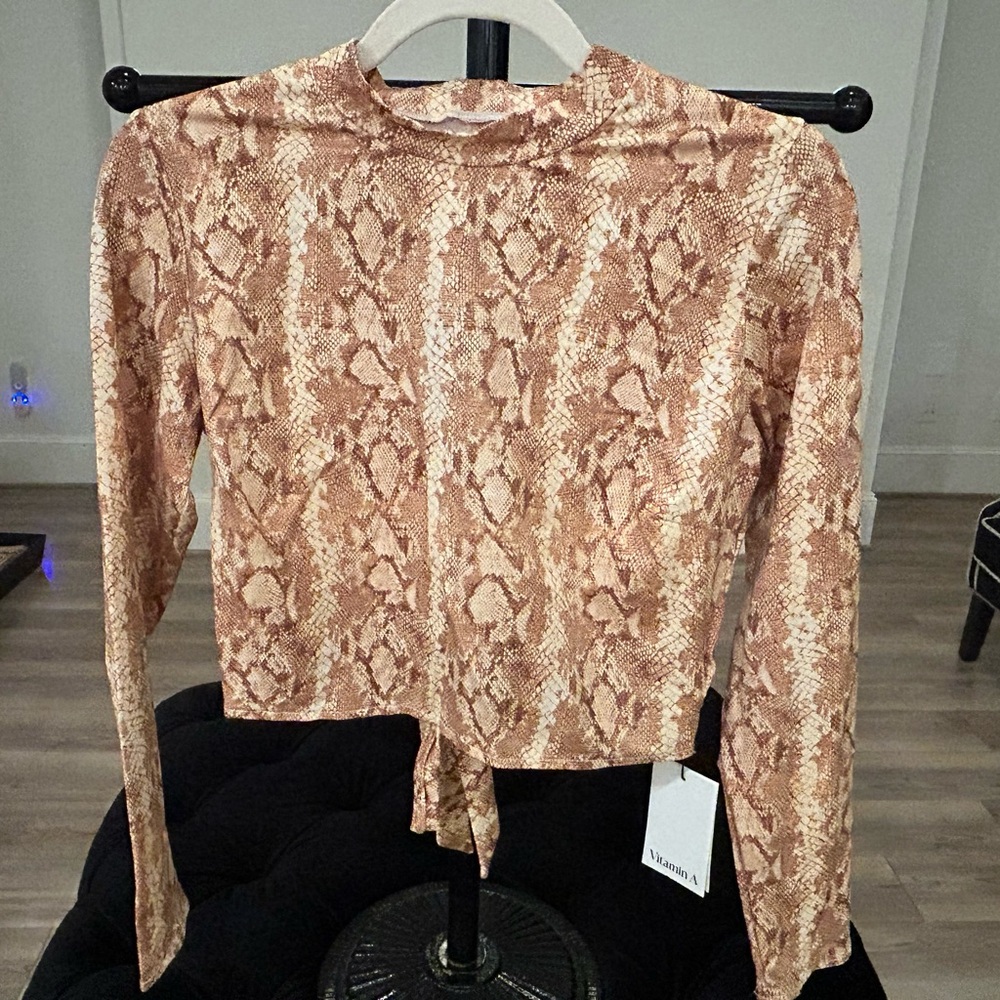 Vitamin A Sand Snake Print Swim Top - Rashguard